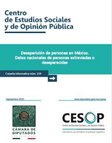 Carpeta informativa No. 159. Desaparición de personas en México. Datos nacionales de personas extraviadas o desaparecidas
