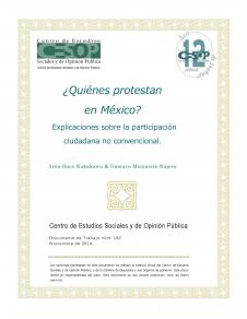 Núm. 182. ¿Quiénes protestan en México? Explicaciones sobre la participación ciudadana no convencional.
