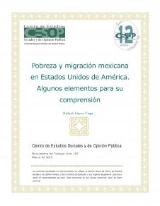 Núm. 187. Pobreza y migración mexicana en Estados Unidos de América. Algunos elementos para su comprensión