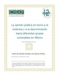 Núm. 188 La opinión pública en torno a la violencia y a la discriminación  hacia diferentes grupos vulnerables en México