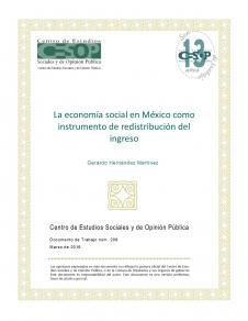 Núm. 209. La economía social en México como instrumento de redistribución del ingreso