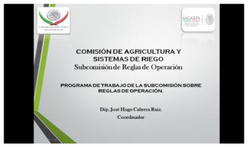 Comisión de Agricultura y Sistemas de Riego Subcomisión sobre Reglas de Operación 